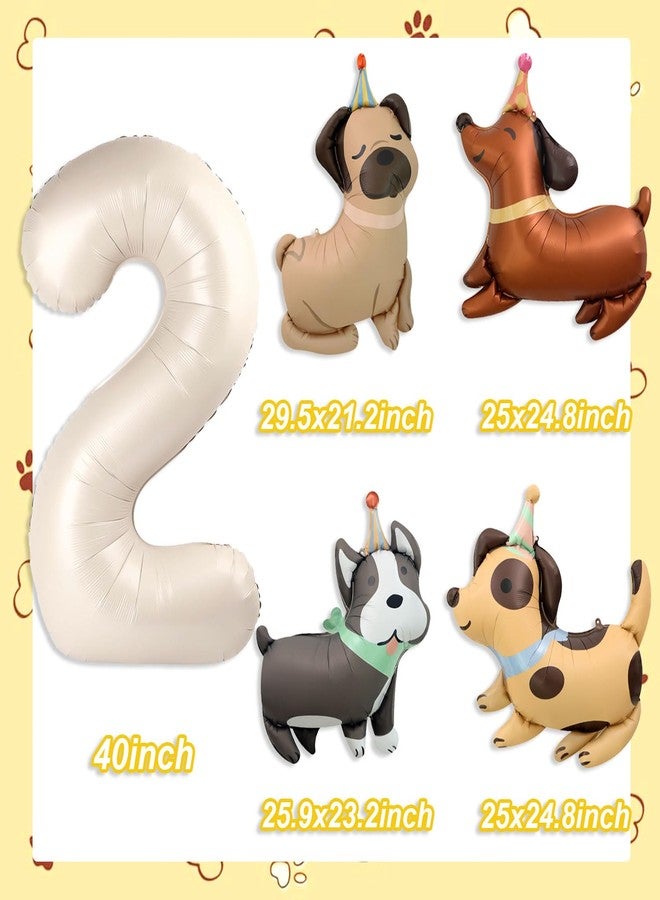 Tagberoy Animal Dog Balloons Puppy Balloon 40 Inch Cream White Number 2 Balloons for Dog 2nd Birthday Decorations Dogs Birthday Party Supplies - Image 2